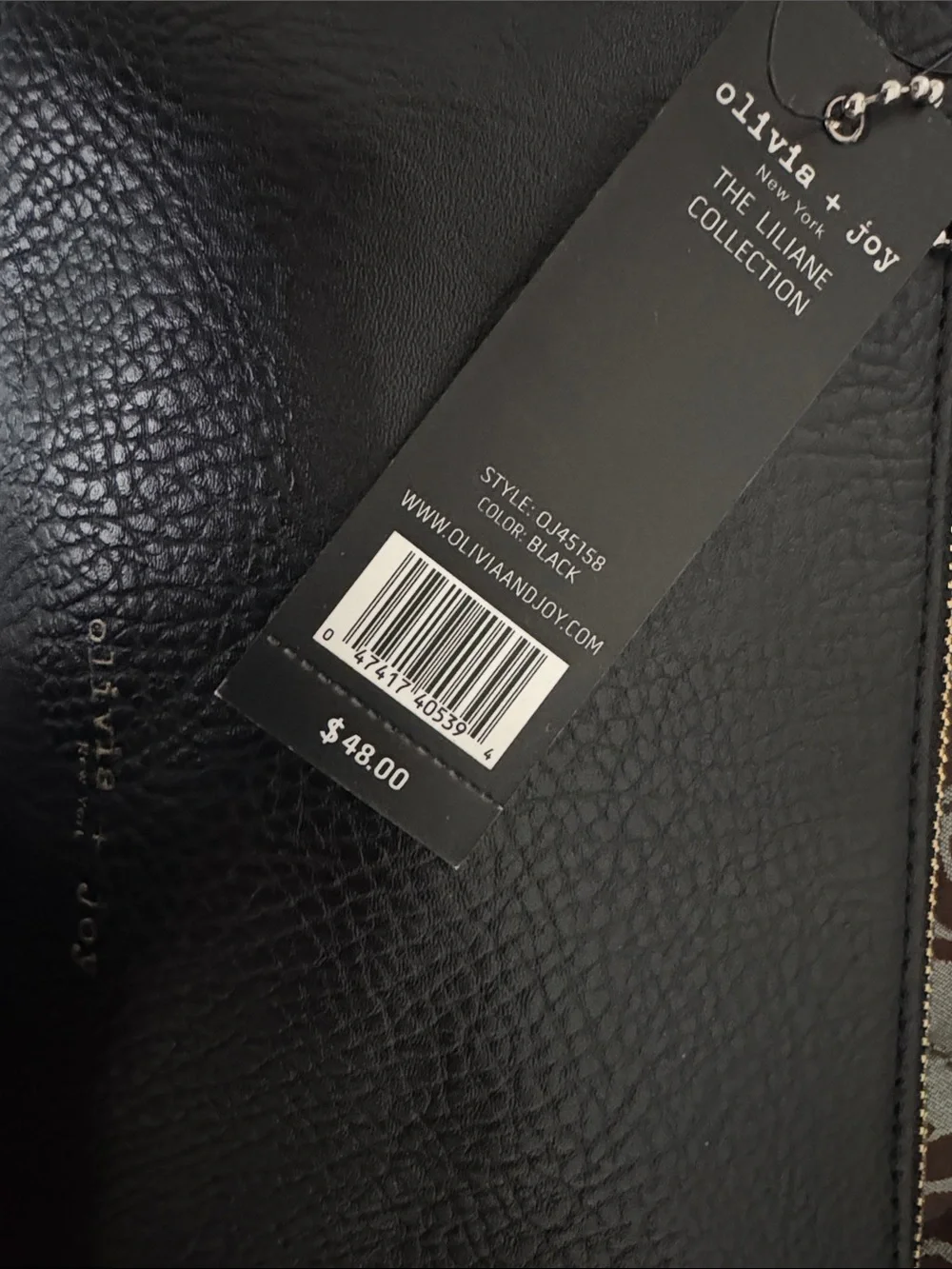 Olivia + Joy Black Pebbled Leather Wristlet Clutch - Picture 5 of 5